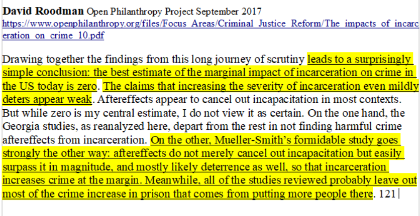 How about this, instead of regaling me with the importance of the carceral state, how about provide evidence that long sentences serve a productive purpose.....How about provide some evidence that prisons make society safer....here, I will provide evidence of the opposite