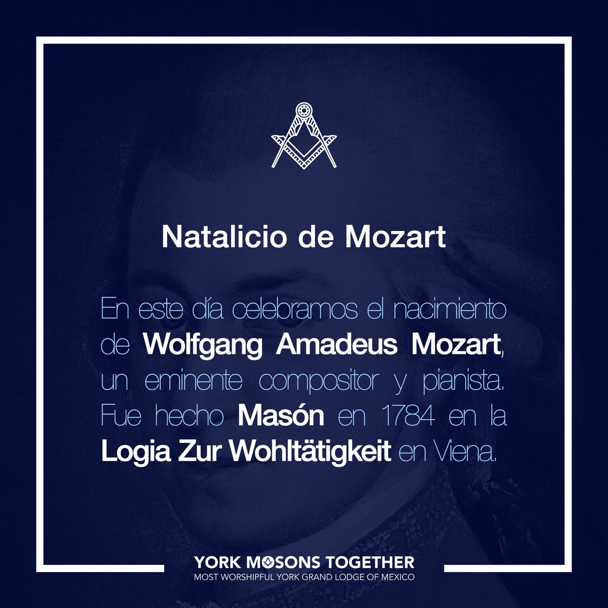 Birth of Mozart.

On this day we celebrate the birth of Wolfgang Amadeus Mozart, an eminent composer and pianist. He was made a Mason in 1784 at Zur Wohltätigkeit Lodge in Viena.

#freemasonry #mozart

#yorkmexicomasons #yorkmasonstogether #2b1ask1