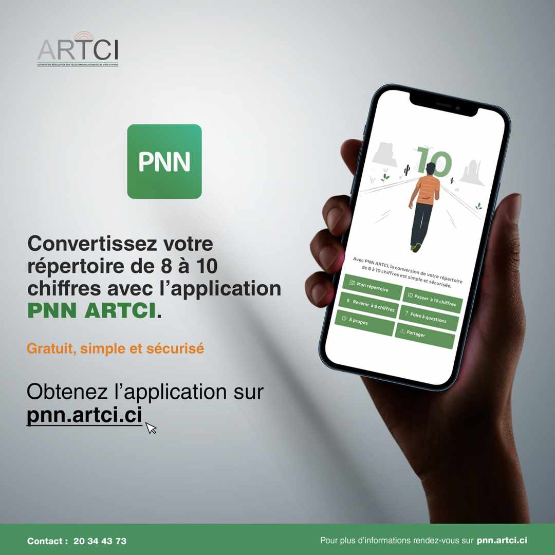 Gouvciofficiel's tweet photo. #Economie🇨🇮

✅Le Plan National de Numérotation à 10 chiffres entrera en vigueur dans la nuit du 30 au 31 janvier 2021. L'application mobile de conversion des numéros de l’ARTCI sera bientôt disponible sur App store (📱IPhone) et Play store (📱Android)

#Gouvci #CICG @artcitic https://t.co/IlAkmYPk6g