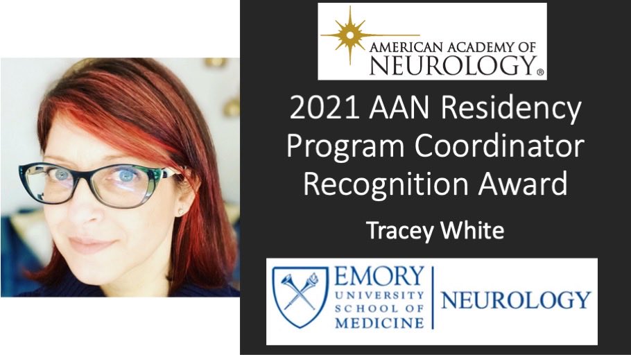 We are honored to announce BOTH our Program Director @RebeccaFasanoMD and Program Coordinator @TraceyWhite8 were awarded the 2021 @AANMember Program Director/Coordinator Recognition Awards! We are so happy @AANMember saw the AMAZING work they both do for our residents!