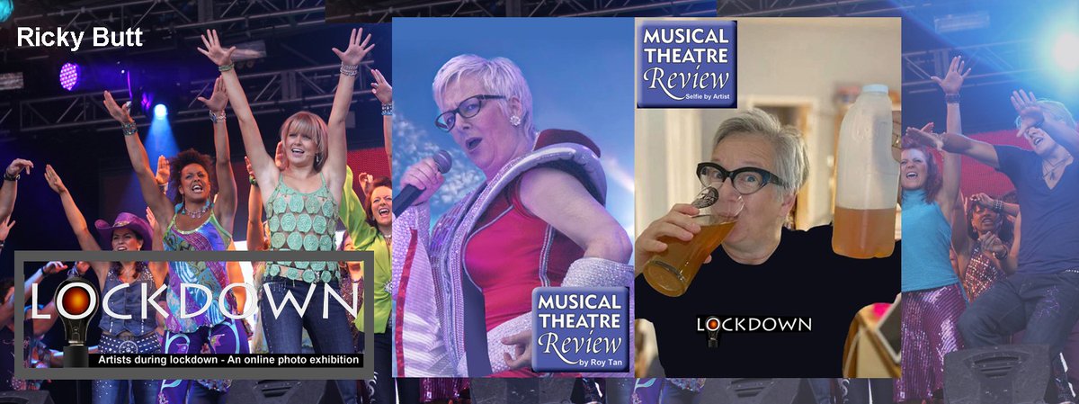 Roy10Tan's tweet photo. .@MusicalTheatreR #ArtistsDuringLockdown exhibition - artist's seflie with shots from #RoyTan #RickyButt (@rickybutt6) is pictured by Roy in @MammaMiaMusical , the hit show she has now said farewell to, & supping an apple cider while relaxing in #Béziers, France during lockdown. https://t.co/bgFVFvvOwt