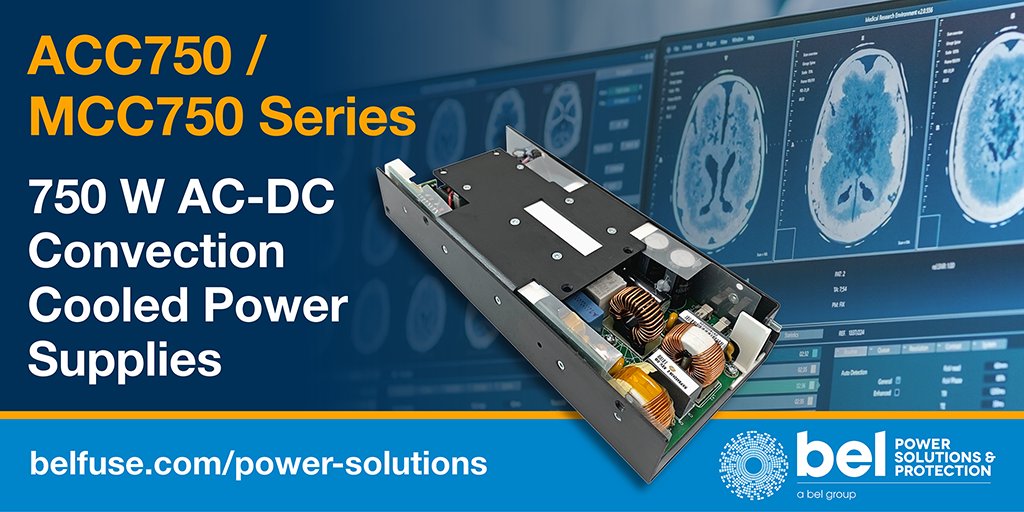 BelPwrSolutions's tweet image. #BelPowerSolutions has announced their 750 W ACC750 (#industrial) &amp;amp; MCC750 (#medical) Series of high power density convection cooled #powersupplies. Natural convection cooling (w/out a fan) is for environments sensitive to acoustical noise. PR: bit.ly/3t3SrLg #BelFuse