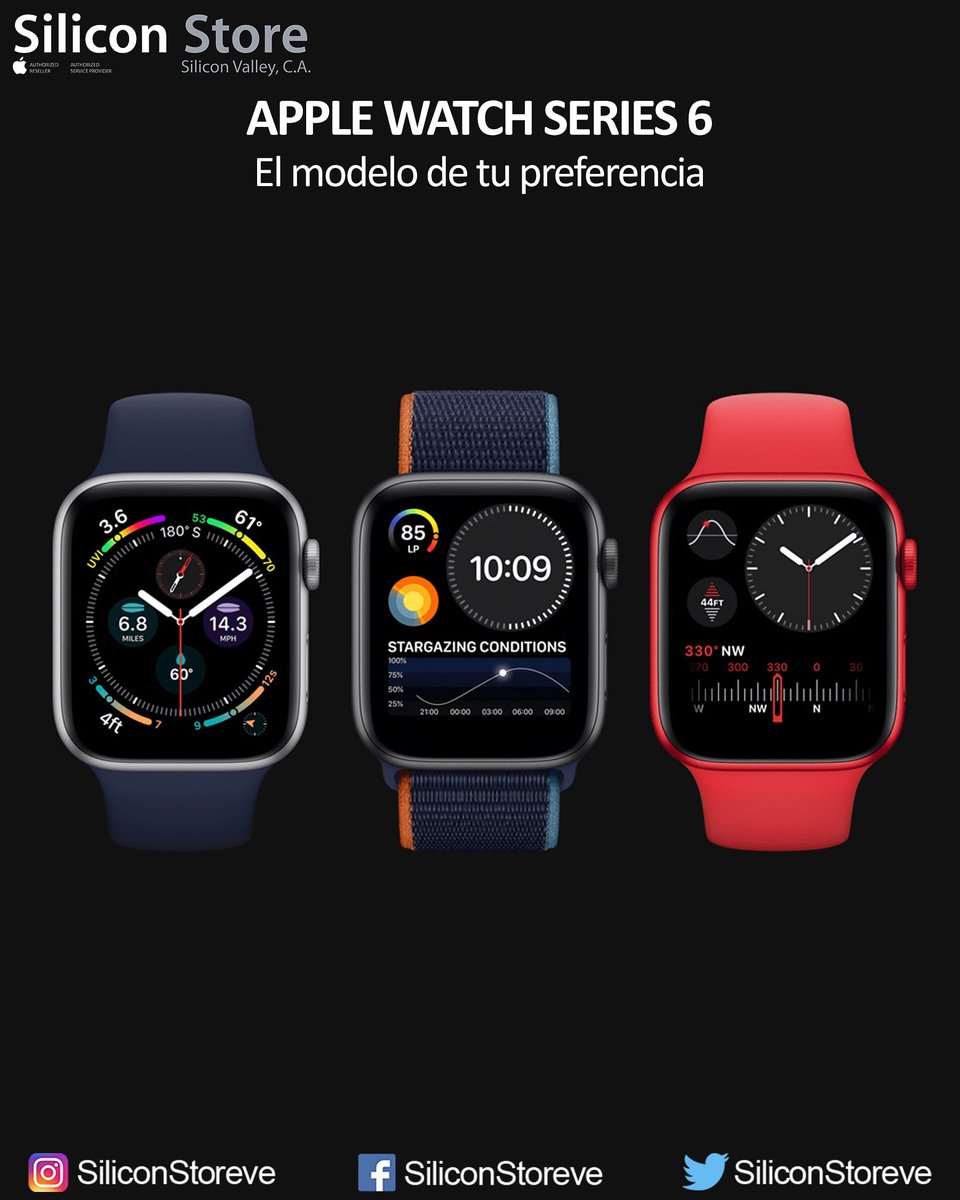 Los Apple watch series 6 son deportivos y elegantes al mismo tiempo 👌
.
.
En @SiliconStoreve consigues iPhone, iPad, iPod, Applewatch, Mackbook y mucho más al mejor precio y la mayor calidad 😎
.
.
#Siliconstoreve #Apple #iwatch #Venezuela #Barinas #SanCristobal #Comprar https://t.co/yYpX1mGh3O