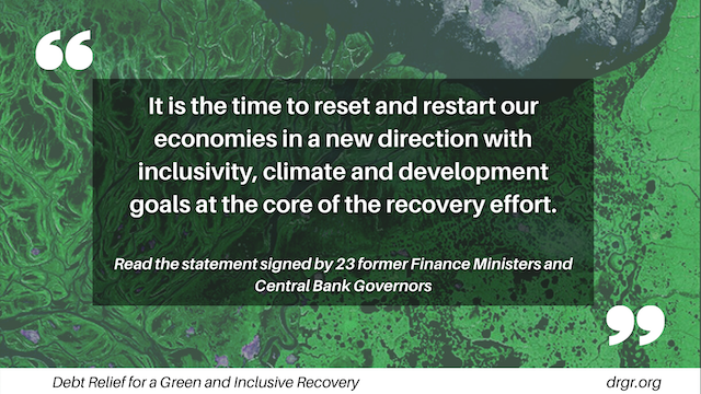 Step 4: Link finance to a green & inclusive performance. Biden should endorse proposals like the one supported here by 23 FinMins & CBGs, where restructured/new debt would link to a green and inclusive recovery.  http://gdpcenter.org/DRGR 