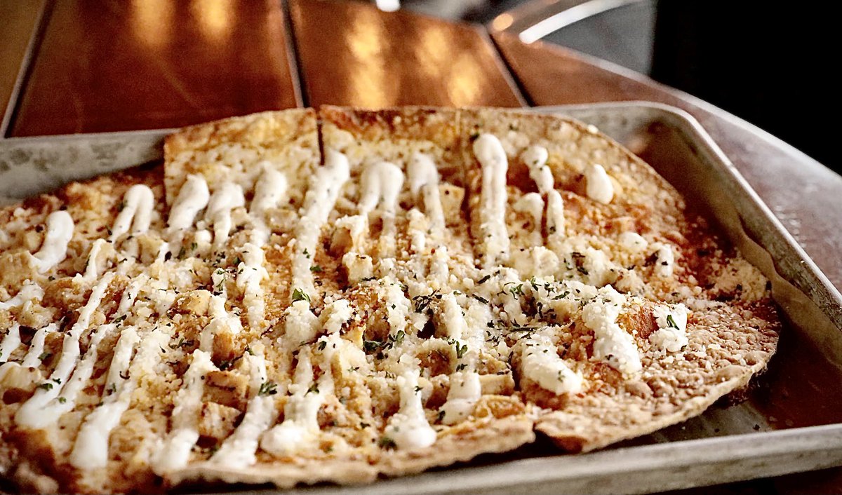 Have you our Buffalo Chicken Pizza with seasoned grilled chicken, tangy house made buffalo sauce &amp; cool ranch? Head on over and order one today! All of our delicious wood fired pizzas are just $10.