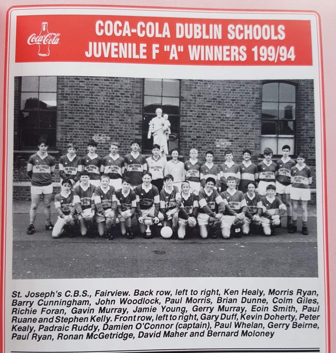 GaaCollector's tweet photo. Another schools team @StJosephsCBS Dublin schools winners 1994. #gaa #gaaprogrammes #gaacollector https://t.co/5sxWpeoe5b