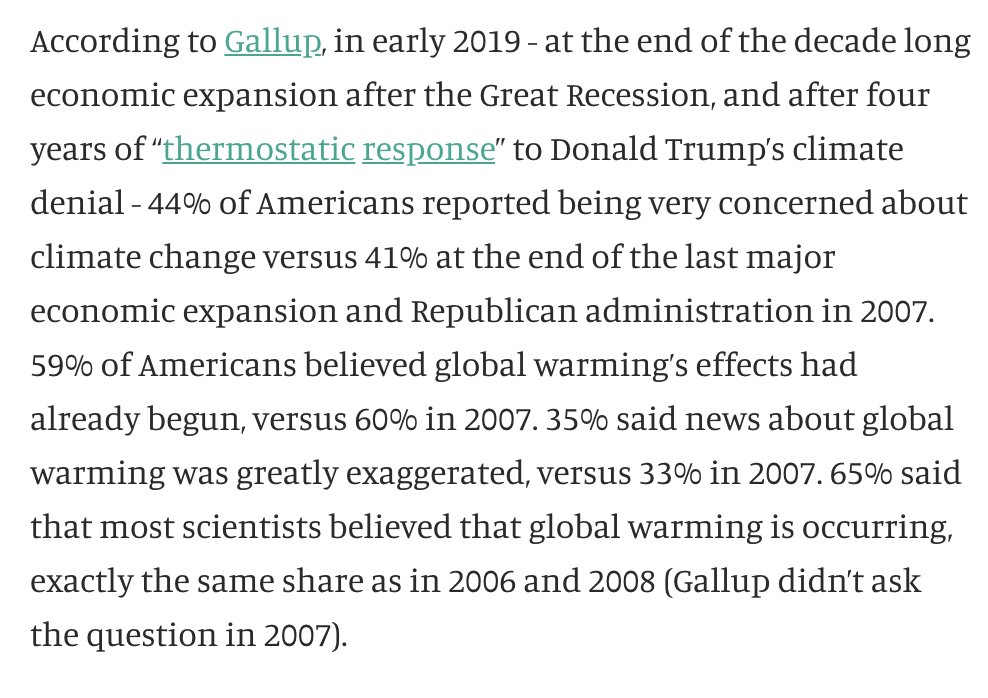 8. That doesn't actually serve practical efforts to advance climate action. Over last decade,  @michaelemann climate war has been abject failure. Public concern about climate change stands exactly where it was in 2007/2008, only vastly more polarized.