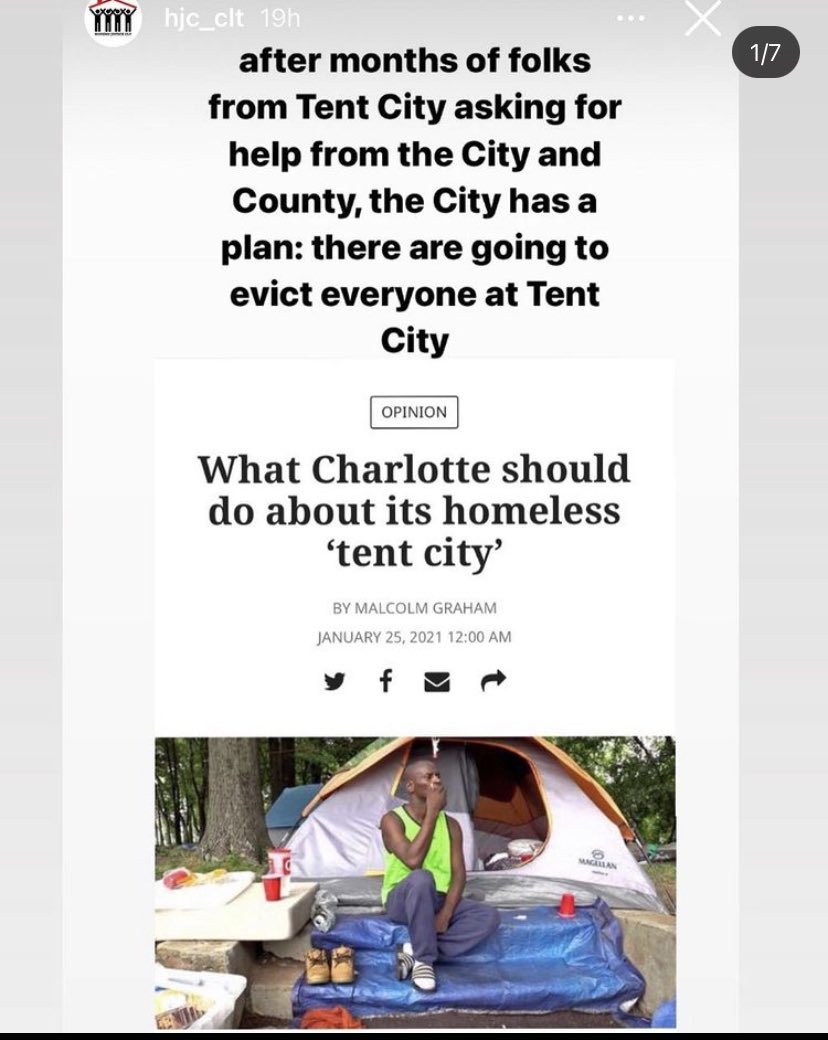 honestari's tweet photo. URGENT! HELP!🚨

Charlotte, NC has a place called “Tent City” an encampment of dozens of homeless people right outside of uptown &amp; after months of asking for help the city is going to EVICT THEM! They have began to demean &amp; violently arrest these ppl for being homeless (1/3) https://t.co/pbWzSkejDb