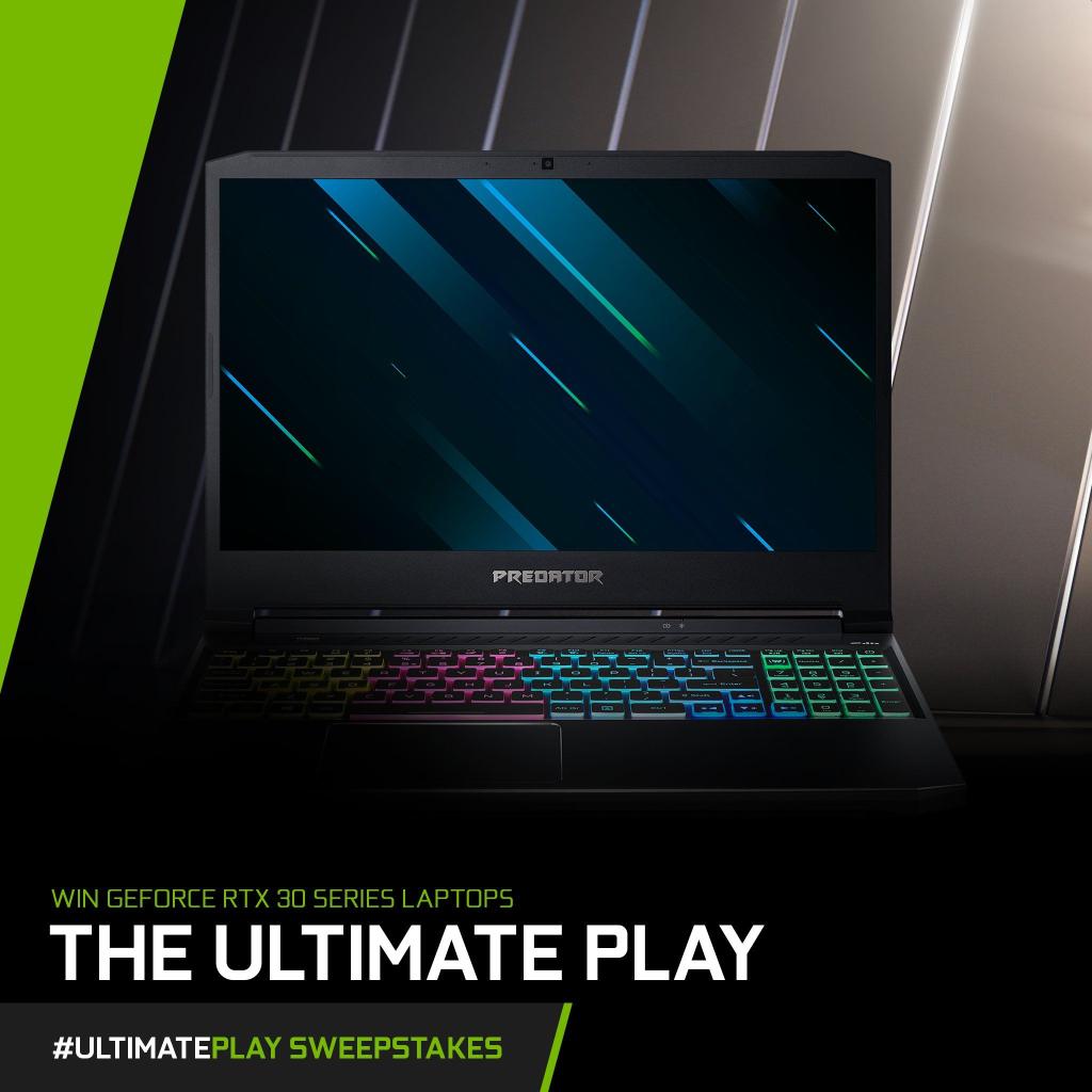 Los portátiles con GeForce RTX Serie 30 ya están aquí y para celebrarlo vamos a sortear uno cada día.

Ojo al Acer <a href="/PredatorGaming/">Predator Gaming</a> #Helios300. 

⚫ NVIDIA GeForce RTX 3080
⚫ Pantalla 240 Hz / 3ms
⚫ AeroBlade™ 3D Technology 4ºGen

RT y responde con #UltimatePlay para participar
