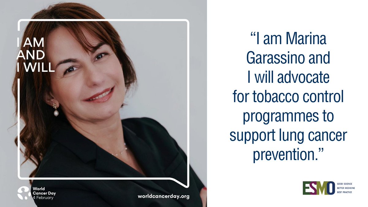 #ESMOSupportsWCD: Without smoking, #LungCancer would be a rare tumour. “I am @marinagarassino and I will advocate for tobacco control programmes to support lung cancer prevention.” 🔎ow.ly/YRKn50DhoSd #lcsm @uicc #worldcancerday