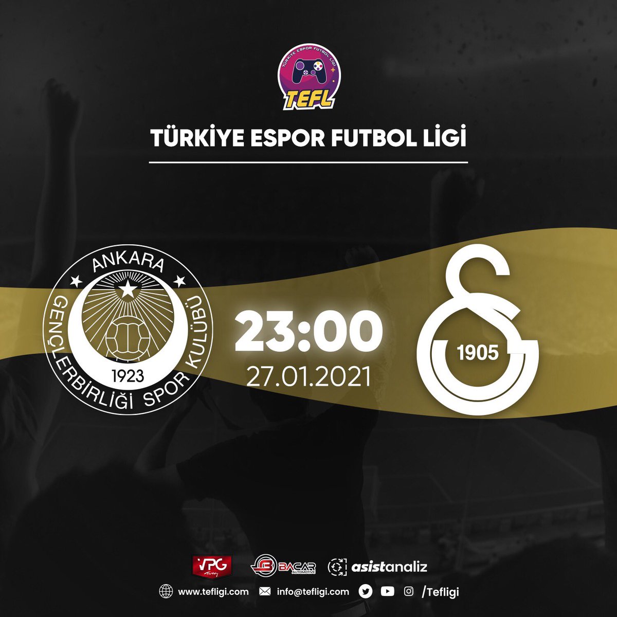 Türkiye E-Spor Futbol Ligi 2020-2021 Sezonu on ikinci haftasında rakibimiz Galatasaray! 

📅 27.01.2021
🕙 23:00
📺 YouTube / Asist Analiz

#HaydiGençler <a href="/kirmizikara/">Gençlerbirliği SK</a>