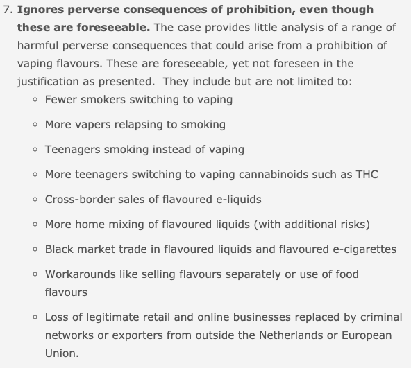 Ignores perverse consequences of prohibition, even though these are foreseeable https://clivebates.com/documents/NLFlavours/Part7.pdf7/