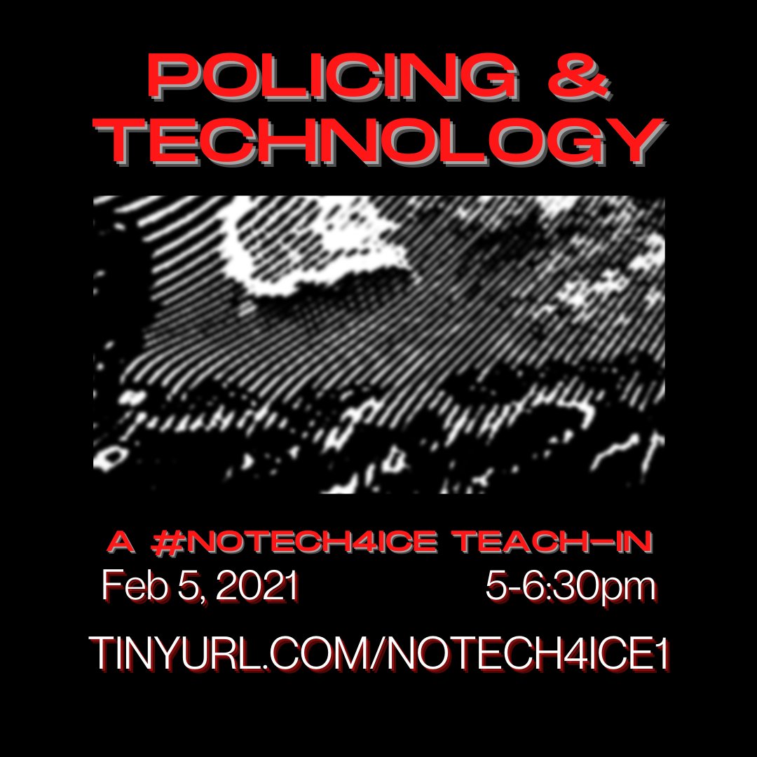 Hello! We are so excited to bring you our first teach-in of our #notech4ice teach-in series! This will be a virtual event taking place Feb 5th, 2021 from 5-6:30pm. We’ll be the intersections of policing and technology, and how CMU plays a part in them. Hope to see you on Feb 5th!