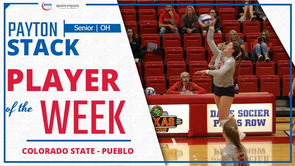 AVCAVolleyball's tweet photo. Your #𝐀𝐕𝐂𝐀 𝐖𝐨𝐦𝐞𝐧'𝐬 𝐃𝐈𝐈 𝐏𝐥𝐚𝐲𝐞𝐫 𝐨𝐟 𝐭𝐡𝐞 𝐖𝐞𝐞𝐤

⭐️ Payton Stack
📍 CSU-Pueblo

🏐 Averaged 1.67 blocks per set
🏐 Had 9 blocks against Regis
🏐 Led @GoPackvb to an upset of #⃣5⃣ Regis

🖇️ https://t.co/Mw5B4tk8r1 https://t.co/sIXvvu5jXR