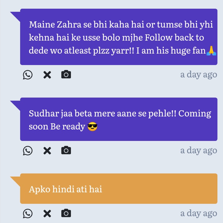 TahzeebZaidii's tweet photo. 1. Aap baat kiski kr rhe ye toh btao kisko FB dena hy ? Ajeeb 😂 Fan kiski ho?😂
2. میرا وہ دوست بڑا وفا شناس ہے
جو دور ہو کربھی میرے پاس ہے..
#WelcomeBack #Sabbo 🥺MYSM😘
tera kam mai kr rhi jb tk 😁
3. हा जी आती है। 🙄 https://t.co/wIOjH8DXmu
