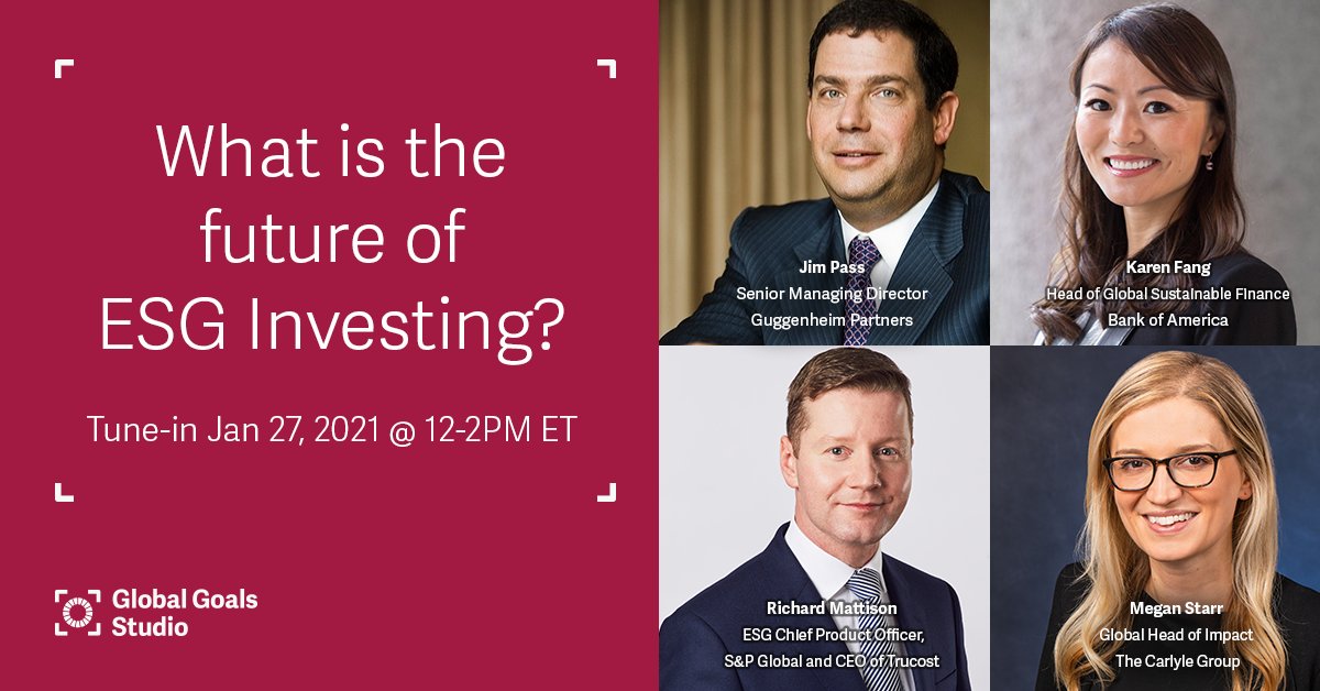TODAY:  <a href="/SPGlobal/">S&P Global</a> ESG Chief Product Officer &amp; <a href="/Trucost/">Trucost</a> CEO <a href="/RichMattison/">Richard Mattison</a> will join <a href="/ggs_studio/">The Global Goals Studio</a> for a live show about how the world can bounce back from a pandemic &amp; recession at 1 pm ET - you won't want to miss it! bit.ly/2ZHt5Wz #GGS #DavosAgenda