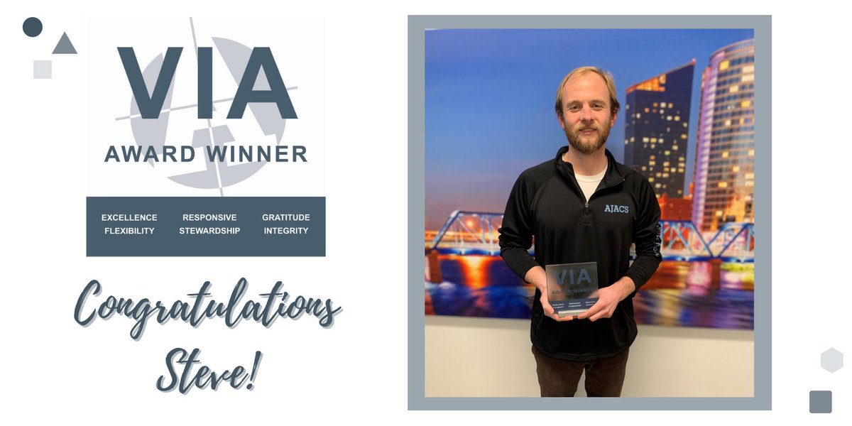 AjacsDieSales's tweet photo. Congrats Steve on being the Q4 VIA Award Winner! Steve won the award at our quarterly meeting on Friday for exemplifying the core value of Stewardship and for his willingness to assist in any department that needs extra support.
#CreateandGrow #VIAAward #TeamAjacs #Stewardship https://t.co/eziW7lXDNa