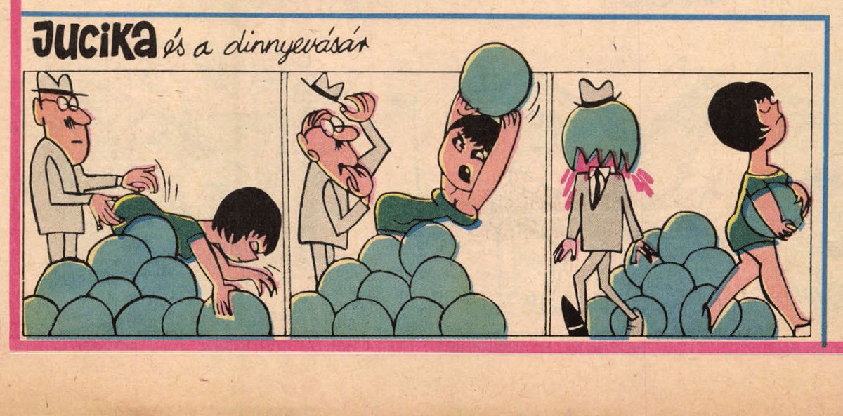 JucikaInOrder's tweet photo. 515*. Jucika And The Melon Market.
Published on Ludas Matyi on the week of Nov. 30th-Dec 6th, 1970 (Dated Dec. 3rd).
(*Last Jucika strip, probably left unfinished by Pusztai)
#jucika #jucikainorder #jucikachronological #LudasMatyi #December1970 #Pusztai #PusztaiPál #PálPusztai https://t.co/eTbu3VIYYw