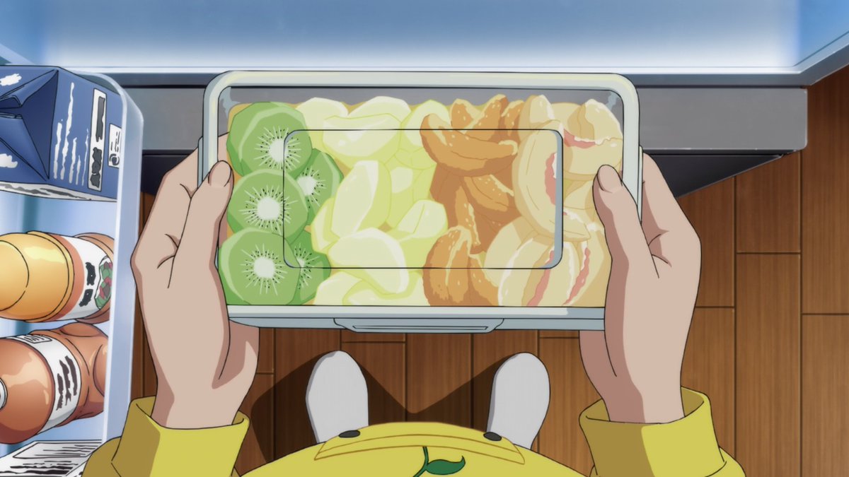 The fruit is all peeled with no skin to hide the glistening interior. Noteworthy when considering the theme of outer versus inner-self that the anime's played with so far. Both overtly with how Ai retreats into her hoodie, and more subtly like we see with Rika later this episode.