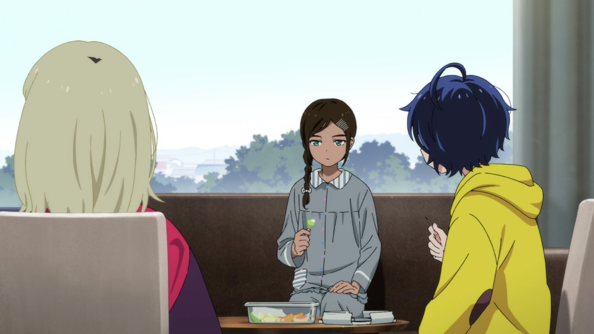 Ai choosing the orange is perfect for her thick, seemingly unsociable exterior holding boundless softness and sweetness, a quality which ends up deescalating the conflict.Neiru’s kiwi denotes her thin, "cool" persona, one she puts on in this case to deal with Rika’s rudeness.