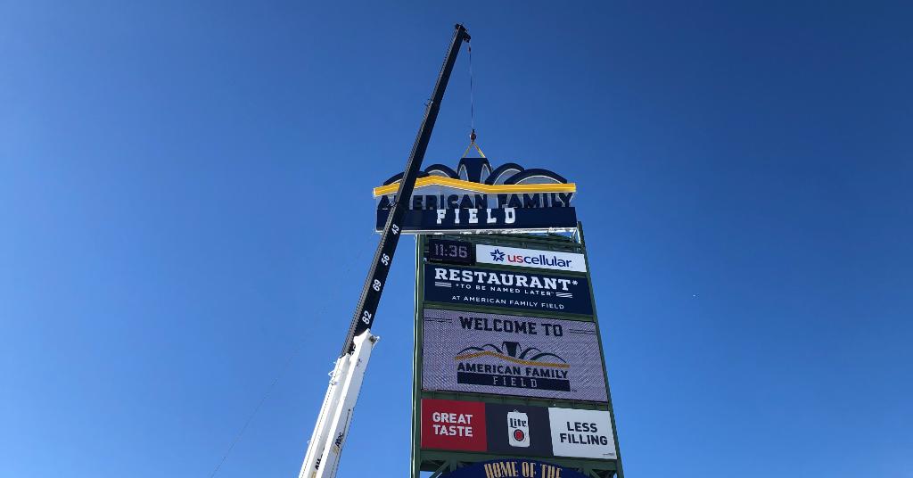 We're proud to raise the <a href="/AmFamField/">American Family Field</a> sign in Milwaukee today. We're excited to continue to champion this community and the <a href="/Brewers/">Milwaukee Brewers</a>. ⚾ 💙