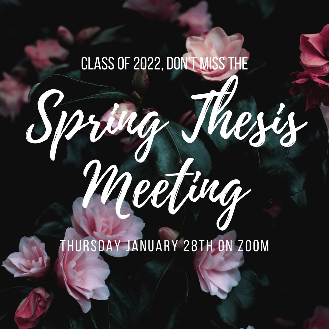 #FCHP Class of 2022, you don't want to miss the Spring Thesis Meeting! Tomorrow at 4 pm, our staff is talking all things thesis as you start preparing your research for next year! RSVP at this link: forms.gle/6qJfXDBc2A4gXJ…