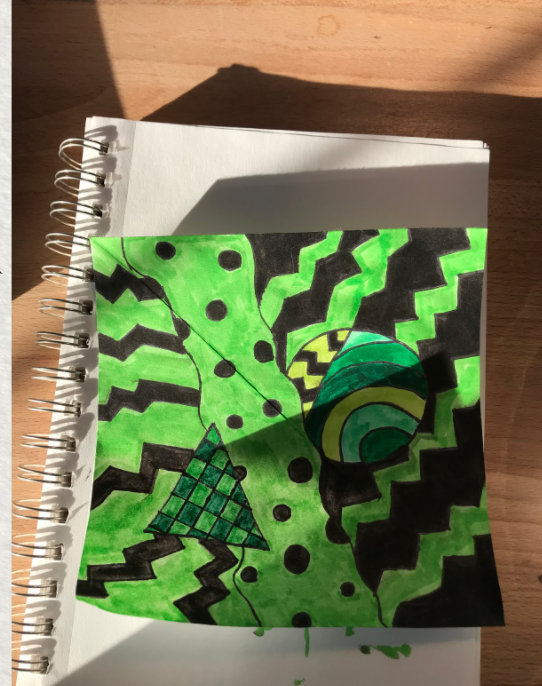 ARTatMMS's tweet photo. More #zentangle designs! Loving the bright colors, shading, and awesome designs students created. Students had free choice of media for this assignment- here are some choices other than colored pencil #middleschoolart #remotelearning #remoteart #artseducation @MTPSNJ @MTPSNJ https://t.co/e45erjcPH8