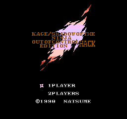 FpgaWarrior's tweet photo. I have released this "Kage: Out of Control Edition" hack of the (NES) Natsume's classic game "Shadow of the Ninja / Yami no Shigotonin Kage". You can download it here: https://t.co/94RAQ1XrmA - #NES #Famicom #NesHACK #KAGE #ShadowOfTheNinja #BlueShadow #natsume https://t.co/jyzrEQd3Ob