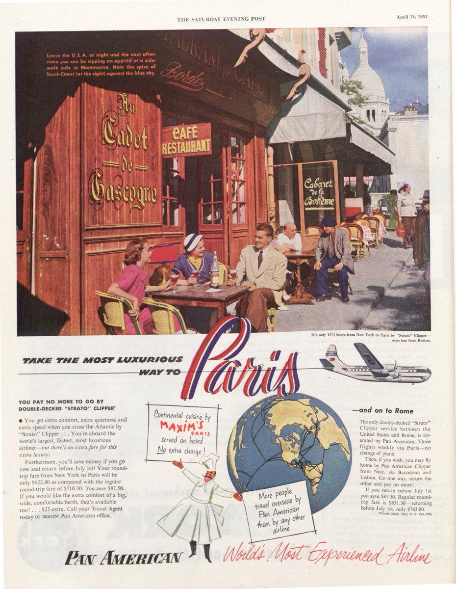 Remember when a Paris trip meant a bottle of #wine in a sunny outdoor cafe? #saturdayeveningpost has lovely vintage travel ads you can see on the <a href="/SatEvePost/">The Saturday Evening Post</a> website. <a href="/TravelClassics/">Travel Classics</a> <a href="/SteveSlon/">Steven Slon</a> l8r.it/nhQV