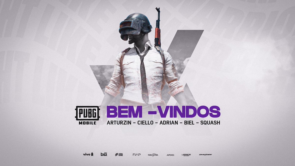 É novidade que vocês querem? ENTÃO TOMA... 💥🚀

É com muito orgulho e felicidade que nos anunciamos a nossa line up PUBG Mobile! Deem boas vindas aos guerreiros que irão honrar nossa armadura!

<a href="/squash_pubgm/">squashPUBGM</a>
@ad_thzz
<a href="/CielloFpS/">Ciello</a>
<a href="/Arturzinnn/">Artur Silva</a>
<a href="/adrianfps_/">iG AdriaN</a>

Sejam bem-vindos! #GoVK 💜