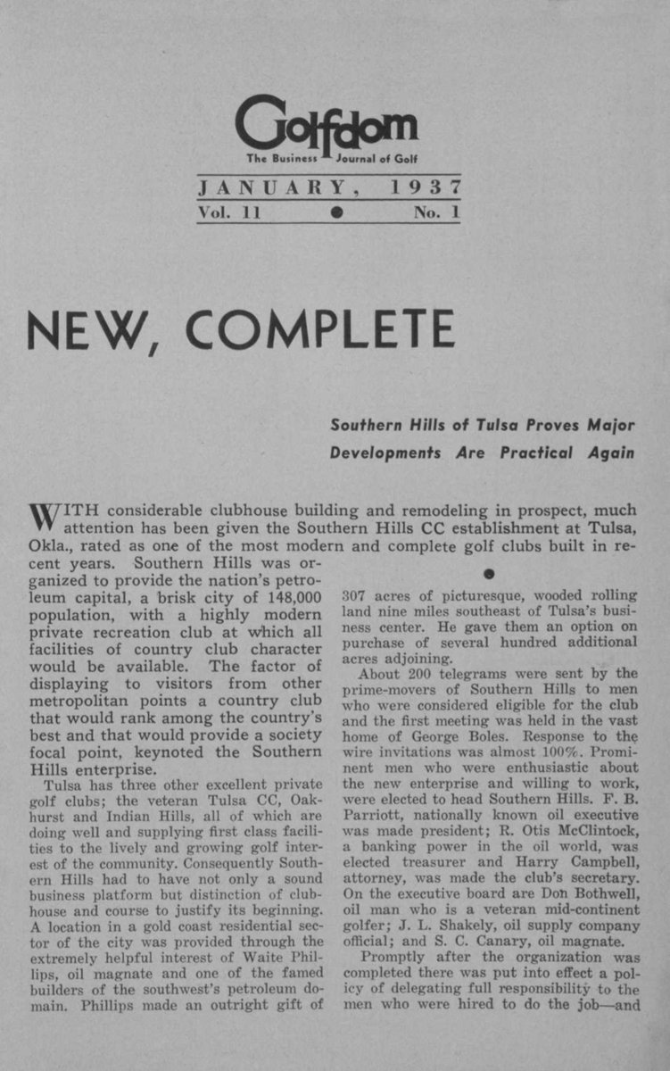 DornickMaxwell's tweet photo. In January 1937, Golfdom profiled the recently opened Southern Hills Country Club. Including a floor plan of the grand clubhouse. https://t.co/MWD0xEPvUp