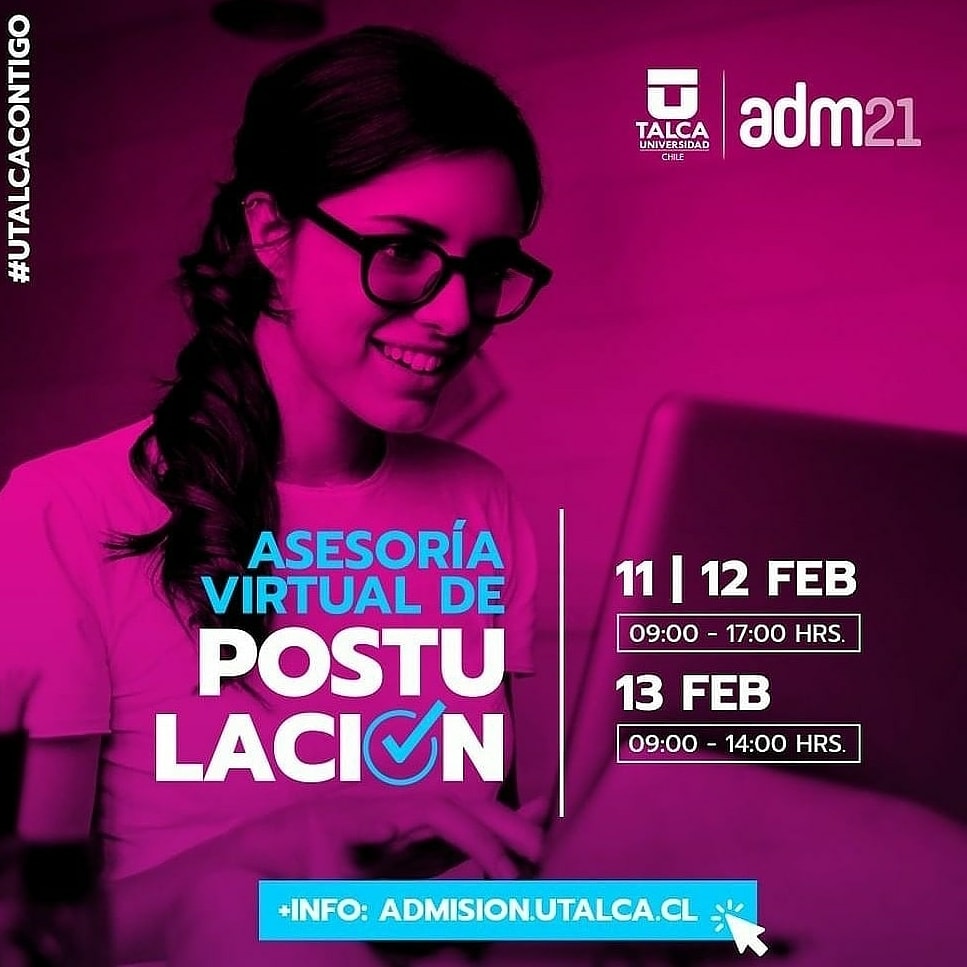 #Agéndalo
Este 11 de febrero estarán los resultados de la PDT 2021. 
La #Utalca estará ofreciendo #𝐚𝐬𝐞𝐬𝐨𝐫í𝐚𝐯𝐢𝐫𝐭𝐮𝐚𝐥 para ayudarte en tu #procesodepostulación:

📆 11 y 12 de Febrero
🕗 9 a 17 HRS.

📆13 de Febrero
🕗 9 a 14 HRS.
#UTalcaContigo 
#SomosUTalca 
#Adm2021