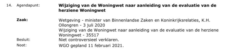 Wetsvoorstel Woningwet is gelukkig niet controversieel verklaard. Er is nog zicht op invoering per 1 juli aanstaande.