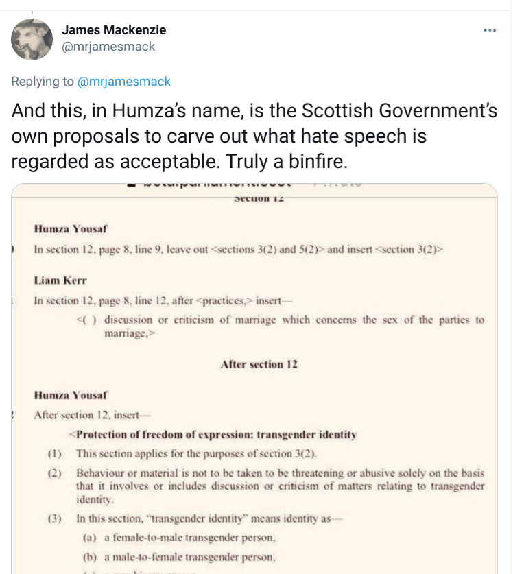 Also up were activist James (who once promoted a lurid fantasy about lesbians beating up a NB child at Edinburgh Pride) & serial party hopper, Tristan who was horrified that "misgendering" was not about to be a crime & thinks advocating child counselling is "conversion therapy".