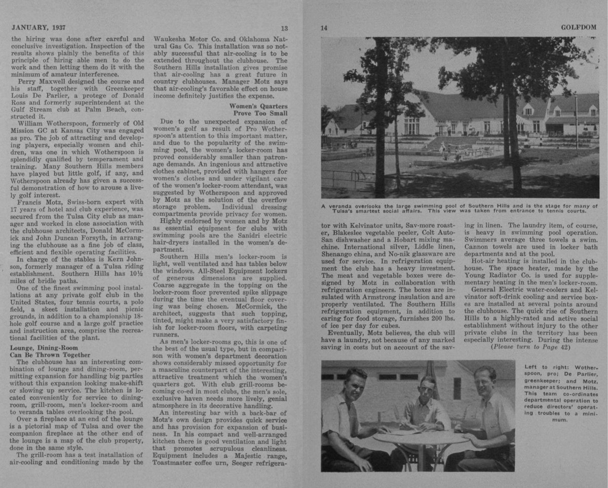 DornickMaxwell's tweet photo. In January 1937, Golfdom profiled the recently opened Southern Hills Country Club. Including a floor plan of the grand clubhouse. https://t.co/MWD0xEPvUp