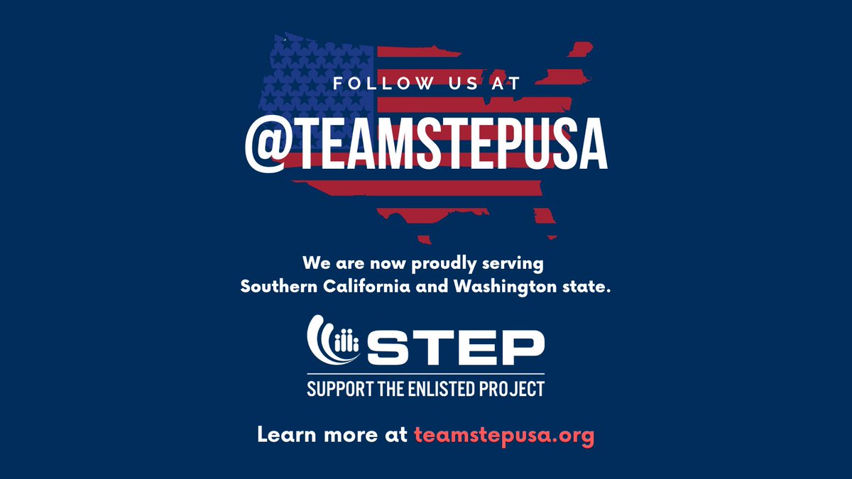 teamstepusa's tweet photo. We are excited to proudly add Washington state to our service area. To our Washington military and Veteran families - we are here to help!
Follow us at our new account @teamstepusa to stay up to date on all our initiatives!
#stepsocal #teamstepusa #militaryfamilies #nonprofit https://t.co/gQGRKK8IQs