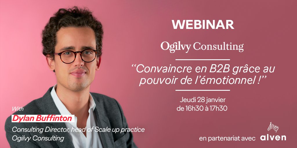 Le saviez-vous ? 95% des décisions que nous prenons ne sont pas rationnelles !
Apprenez à déjouer les biais, adopter la bonne approche et outils pour convaincre en #B2B avec <a href="/Dylan_Bftn/">Dylan Buffinton</a> <a href="/Ogilvy_Paris/">Ogilvy Paris</a> et <a href="/alvencap/">Alven</a>.
Inscription via commentaire