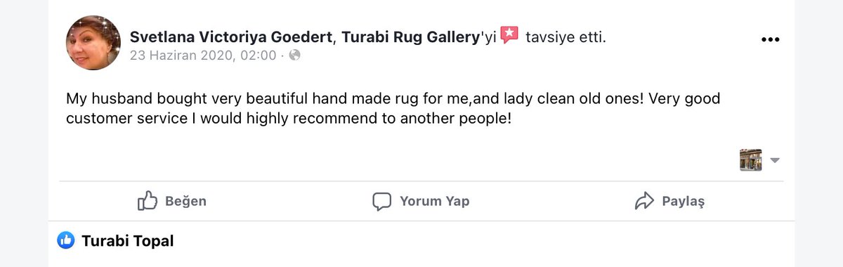 TurabiRug's tweet photo. Good comments from Facebook Platform related with 
@TurabiRug Services!
Thanx million for your unique comments!
#seattlerugs #seattlecarpets #HomeImprovement #seattlearchitecture #interiordesigner #ruggalleryinseattle https://t.co/3Lfm1pOhtt