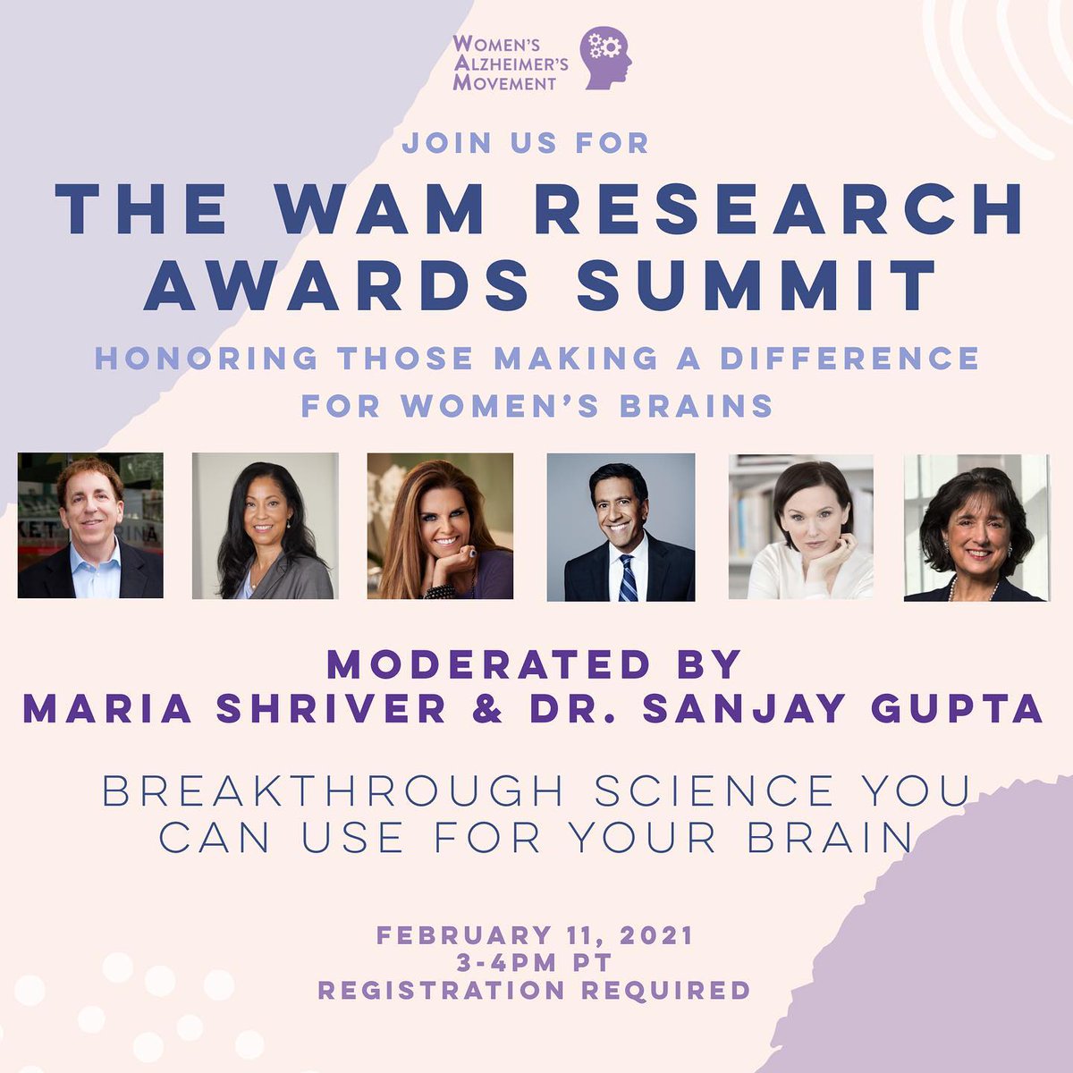DeanOrnishMD's tweet photo. Join us on February 11th for the @womensalz Research Awards Summit moderated by @mariashriver & @drsanjaygupta: https://t.co/EYldj939fv #WAMSummit https://t.co/xZgSY5pvmP