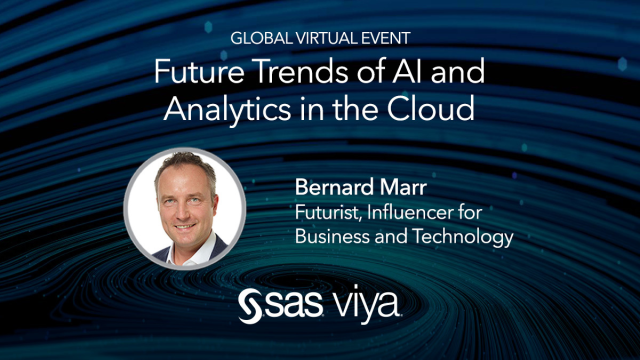 World-renowned futurist, influencer, and thought leader <a href="/BernardMarr/">Bernard Marr</a> to discuss Future Trends of AI and Analytics in the Cloud at @sassoftware global event on Feb. 11. Register to attend and hear more thought-provoking sessions. #SASViya bit.ly/3sVw36S