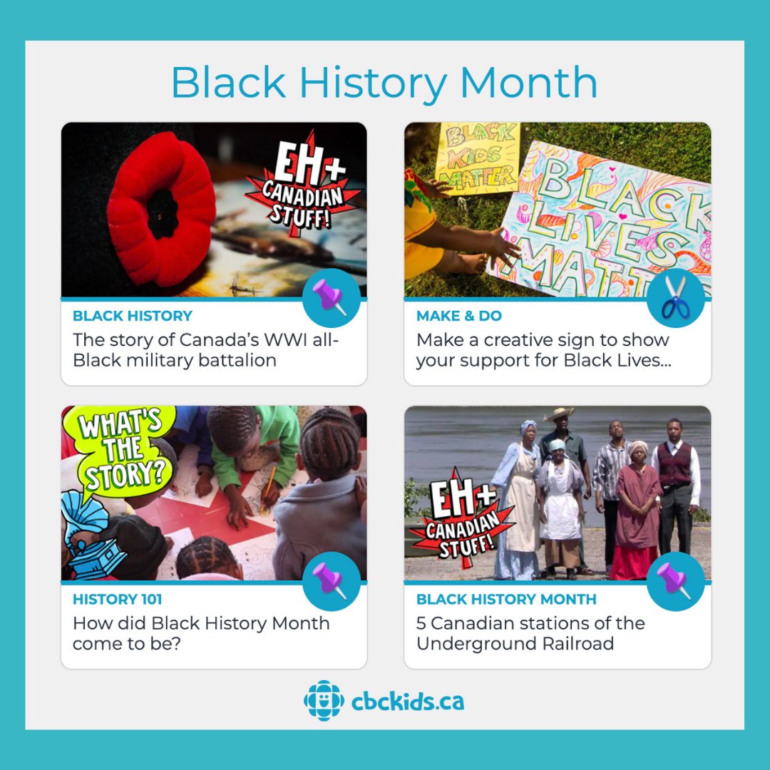 We're ready for #BlackHistoryMonth! If you're looking for resources to share at home or school (or school at home 😊), cbckids.ca is a great place to start! bit.ly/3omxJ5O | #cbckids