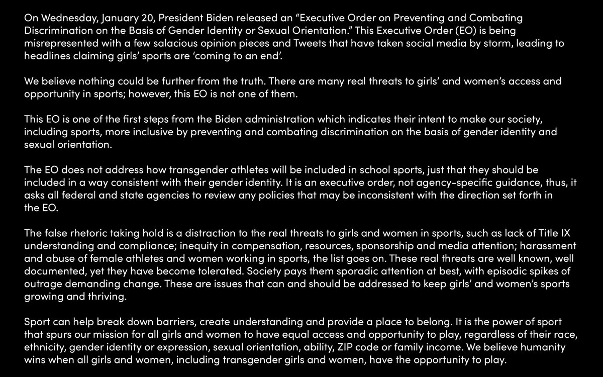 WSF's response <a href="/POTUS/">President Donald J. Trump</a>' Executive Order on on Preventing and Combating Discrimination on the Basis of Gender Identity or Sexual Orientation.

Read the full statement here: bit.ly/3qP99fI