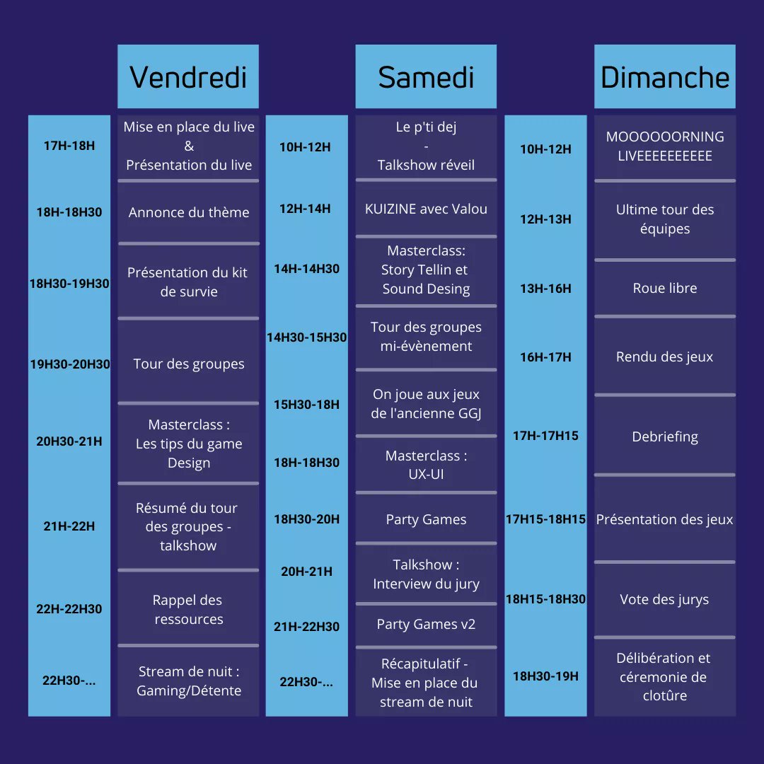 GGJVar's tweet image. À situation exceptionnelle, ... Événement exceptionnel ! 🎉

Cette année, une équipe Twitch a été mise en place pour vous accompagner tout au long de l'événement et répondre à vos questions. 📹

On vous attends nombreux ! Rejoignez nous sur twitch.tv/globalgamejamv…