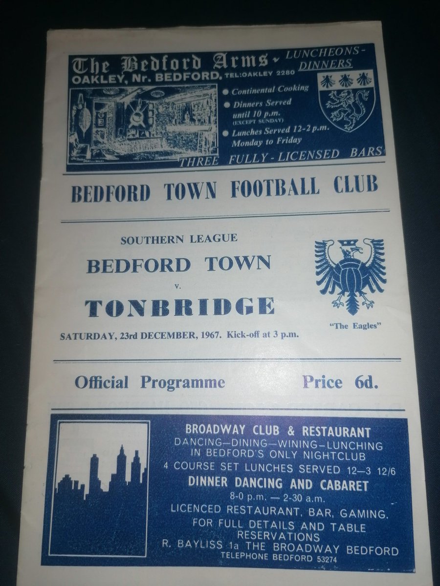 We have an old programme from a supporter, Bedford Town vs Tonbridge/ Southern league/ 1967
If you have any old programmes comment a picture below and we will use it! ⚽🦅
<a href="/BedfordTown/">Bedford Town FC</a> <a href="/tonbridgeangels/">Tonbridge Angels</a>
#BedfordTownFc #Tonbridge #programme #oldprogramme