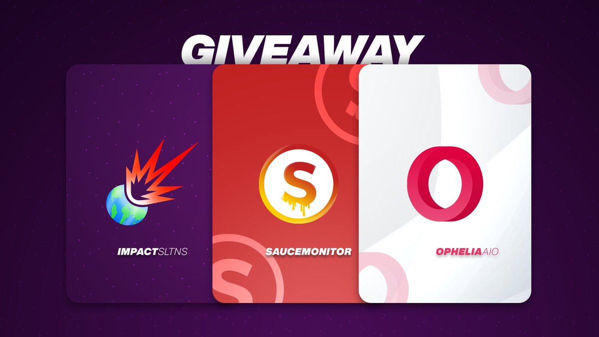 saucemonitor's tweet photo. 🔔 24H GIVEAWAY 🔔

✅ x1 FREE MONTH @saucemonitor
✅ x1 FREE LIFETIME KEY @OpheliaAIO
✅ x1 FREE RENEWAL KEY @ImpactSltns

RULES:
🏃‍♂️Follow @saucemonitor @OpheliaAIO @ImpactSltns
❤️Like
🔃Retweet

🍀 3 WINNERS https://t.co/UpOKNqz9Mj