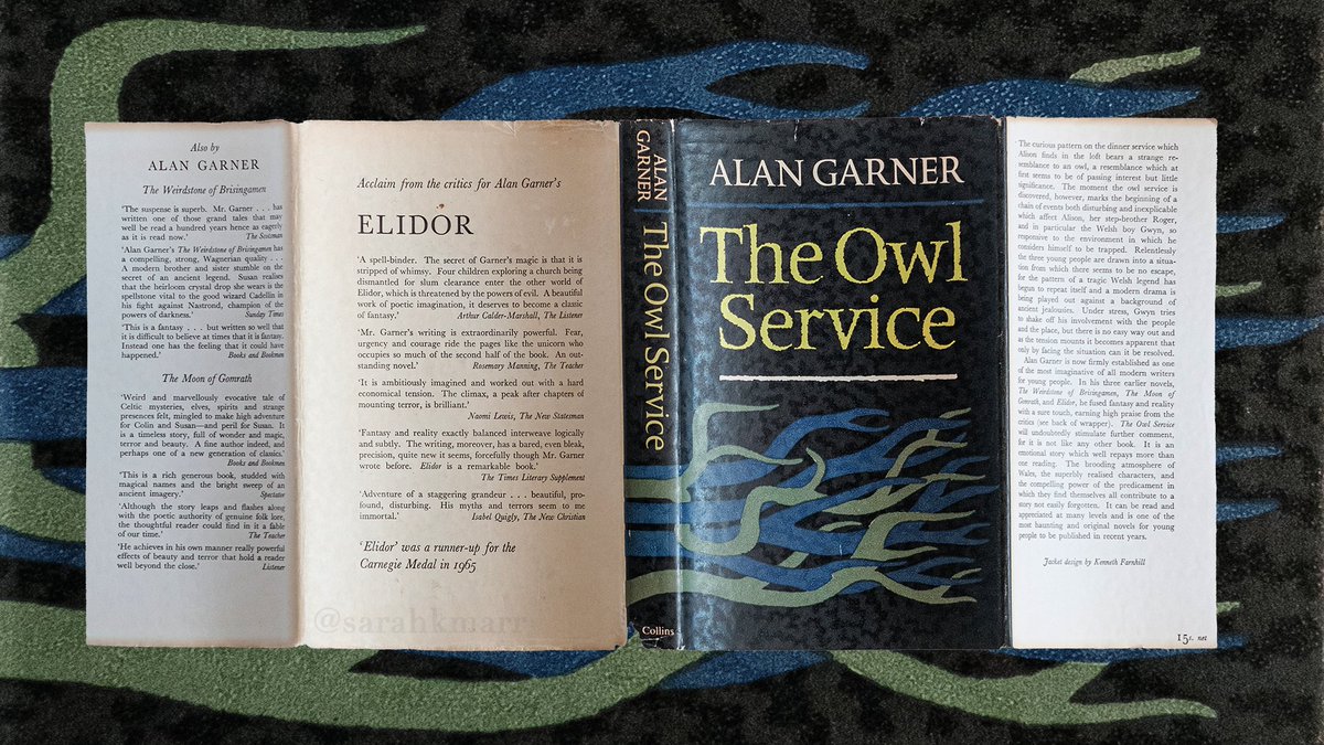 "The Owl Service", Alan Garner, Collins, 1967—Starting at the beginning, here's the first edition of "The Owl Service", with a jacket design by Kenneth Farnhill.— #OwlService 2/22