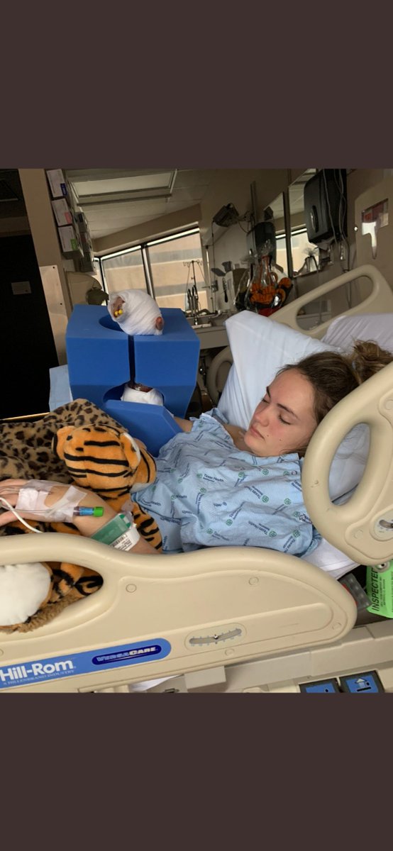The night before her first district game, she was involved in a serious accident. She was riding an ATV when it flipped 3x before landing upside down, ultimately pinning her hand under the roll bar. Immediately, she was rushed to the hospital where she spent the next 12 days.