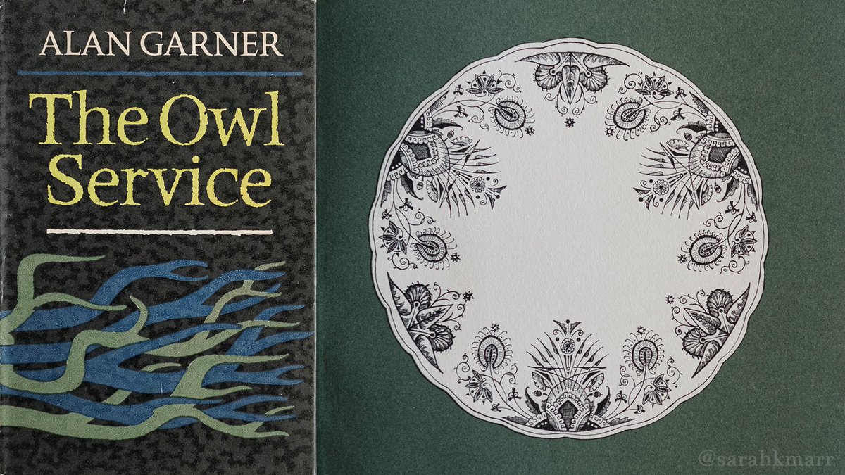 "The Owl Service", Alan Garner, Collins, 1967—Here's the plate design, created by Griselda Greaves from the original plates belonging to her mother, Betty, and now in print for the first time on the paste-down and free endpapers of the hardback. — #OwlService 3/22