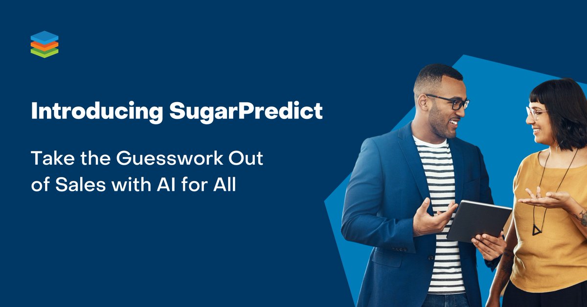 sugarclint's tweet image. SugarCRM is giving mid-market companies new super powers for managing customers with the launch of #SugarPredict, the first data-fueled #AI for #CRM. We remove the barriers sales teams face with AI, providing accurate predictions, even with limited data: sgrcrm.co/3pp5AfH