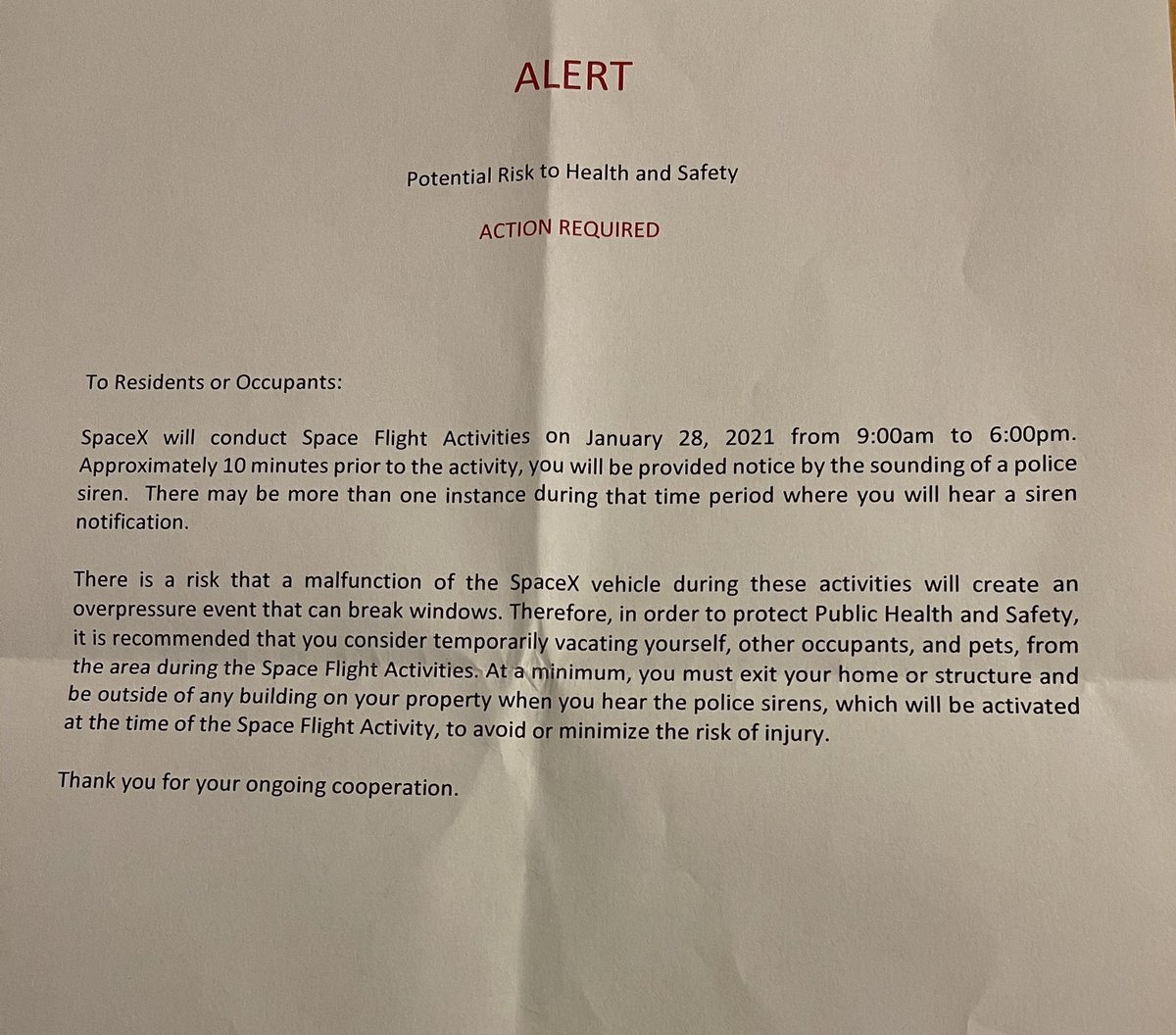 BocaChicaGal's tweet image. I have received an ‘Alert’ notice for tomorrow and a road closure has been posted. Both give the times of 9 a.m. and 6 p.m. There is a possibility of an evacuation of Boca Chica Village. #WenHop ?
🤷‍♀️🔥🚀🔥
@NASASpaceflight